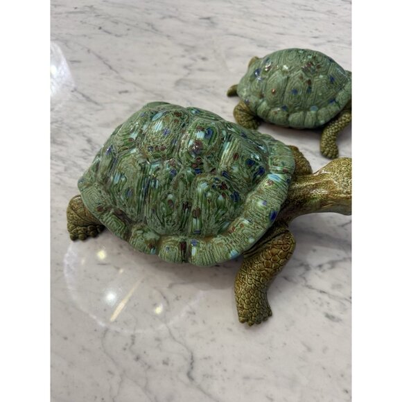 Vintage Scioto Hand Painted Ceramic Turtles Unique Lot of 2 Mother & Baby Turtle - Picture 5 of 15